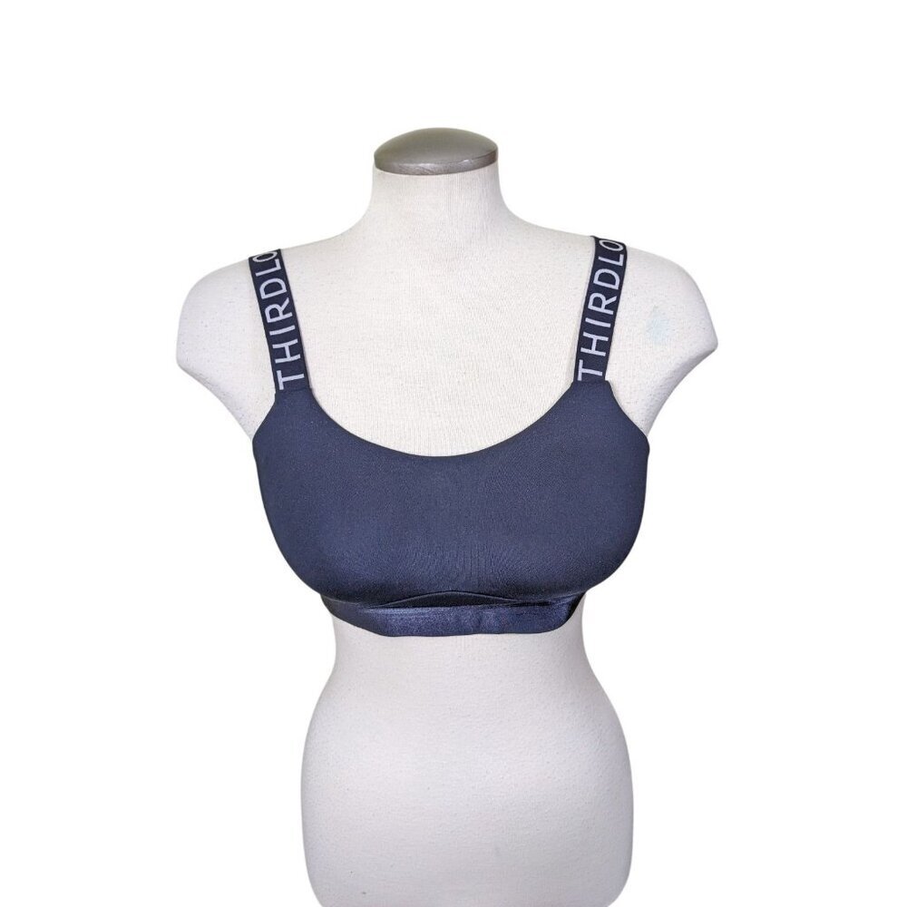 Third Love Kinetic Black Sports Bra with Logo Straps Size 34B Wireless